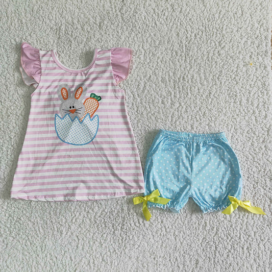 Baby girls Easter bunny rabbit bow shorts clothing sets