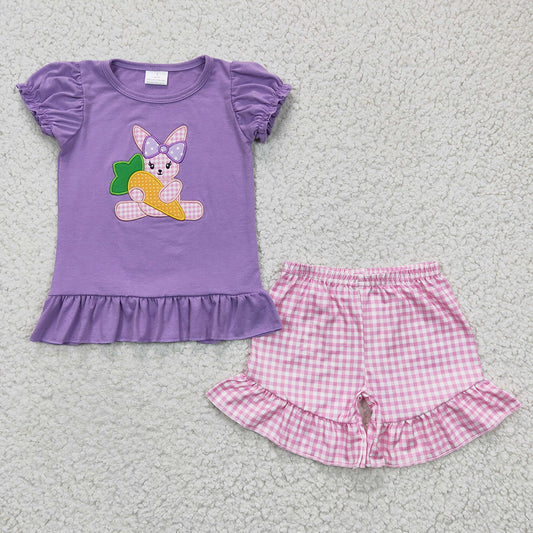 Baby Girls easter rabbit carrot shorts sets clothes sets