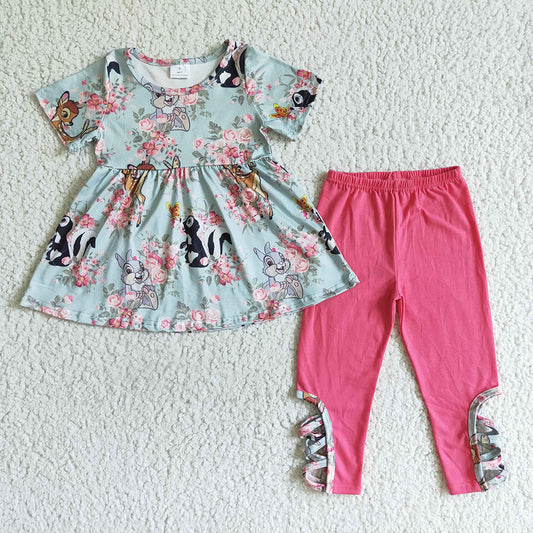 baby girls deer rabbit cartoon legging pants sets