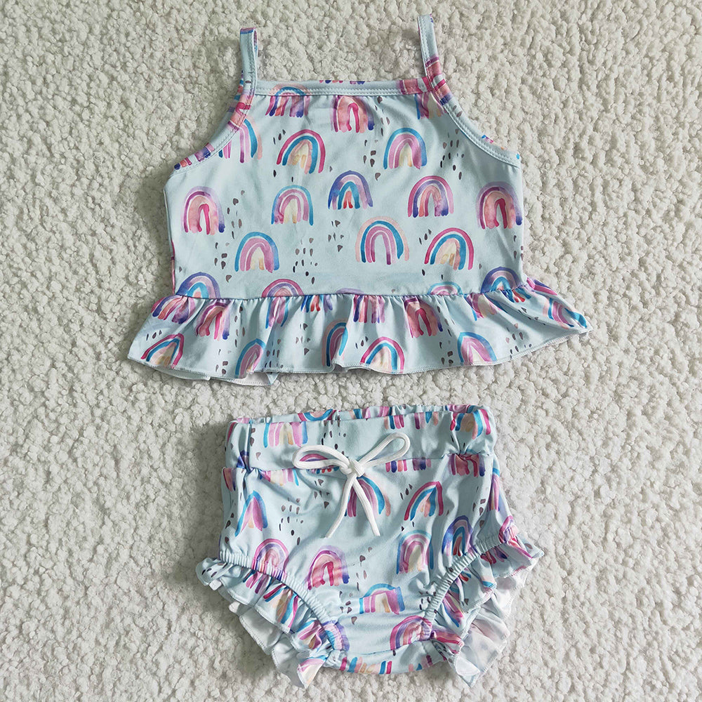 Baby girls rainbow summer bummie sets