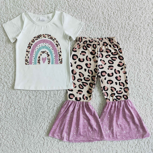 Baby Girls rainbow leopard bell pants clothing sets