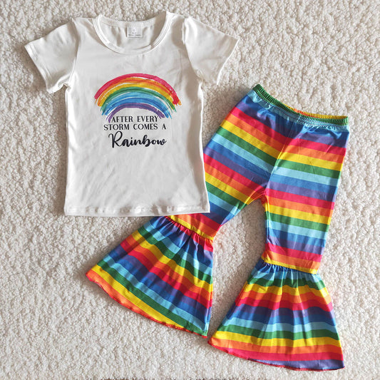 Baby Girls Rainbow Stripe bell pants sets