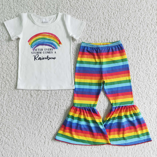Baby Girls Rainbow Stripe bell pants sets
