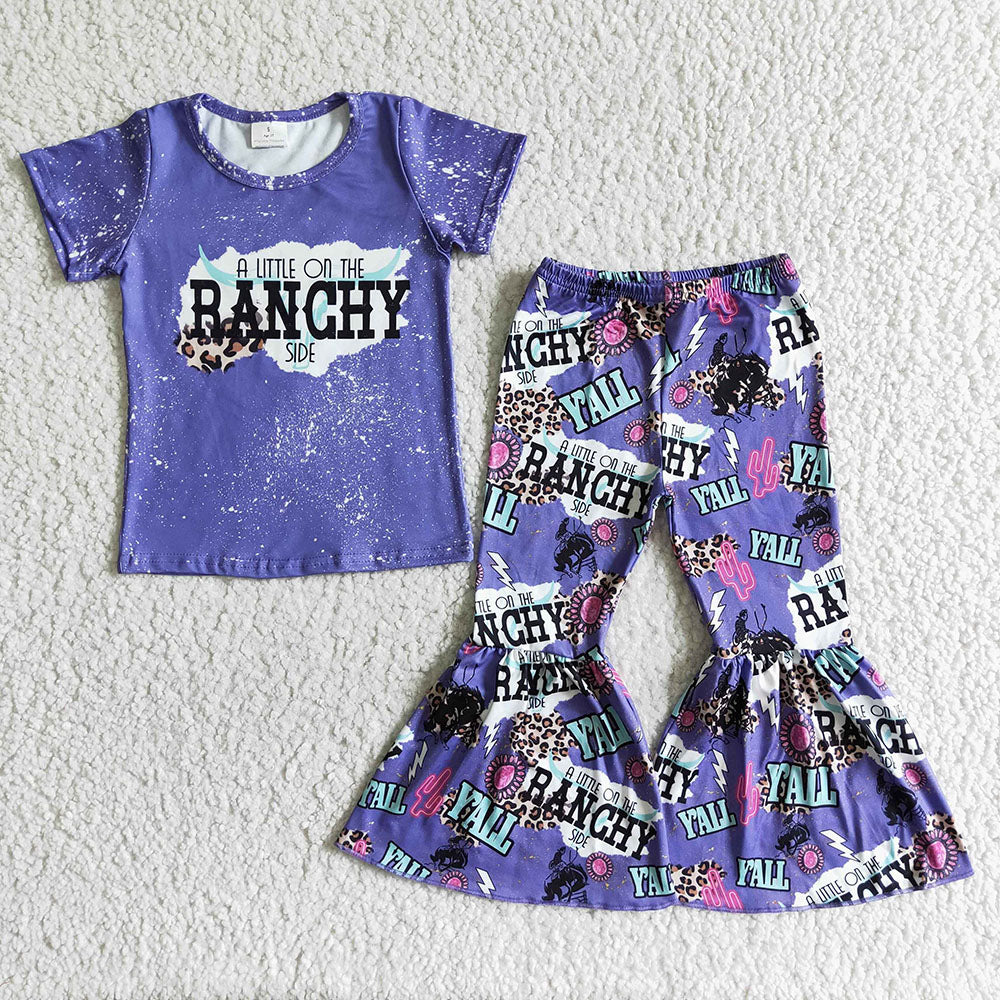 Baby Girls western purple bell pants outfits