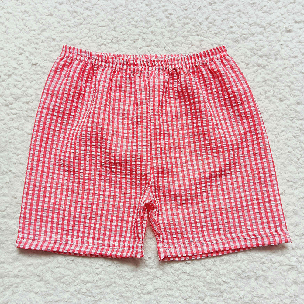 Baby Boys Red Plaid Seersucker Fabric Shorts