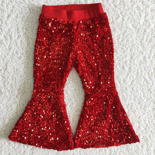 Baby Girls Christmas red sequin bell pants