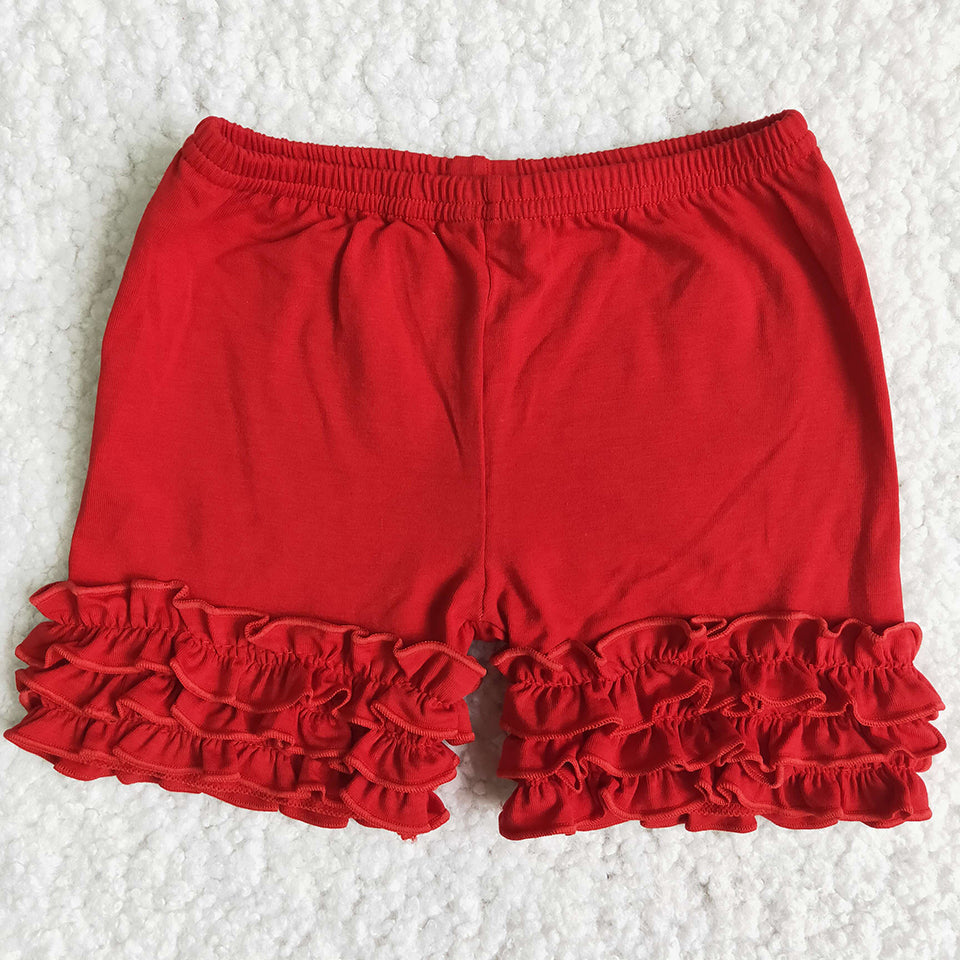 Red icing ruffle shorts
