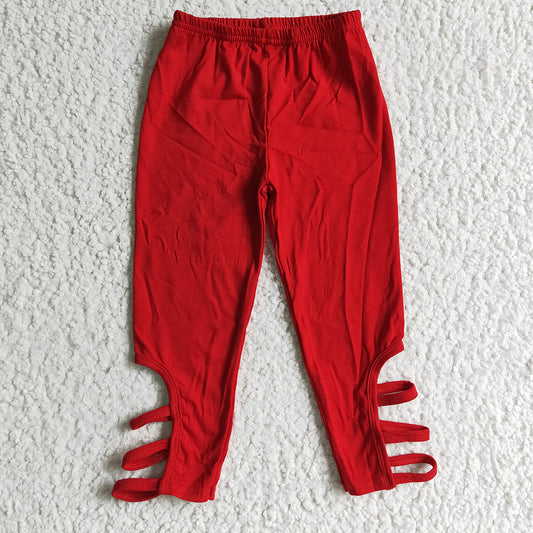 Red cotton cross legging pants