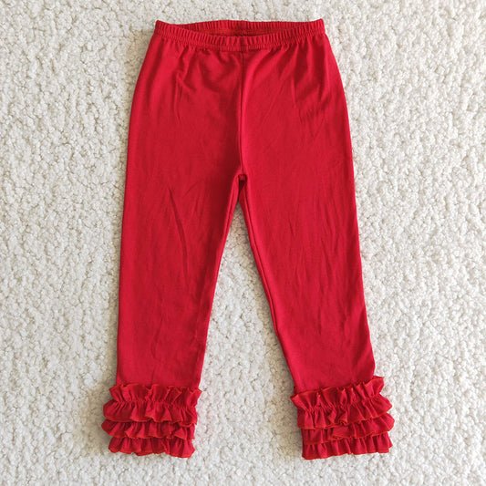 Red cotton icing ruffle legging pants