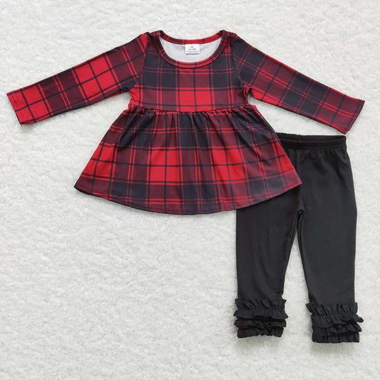 Baby Girls Christmas Plaid Tunic pants sets