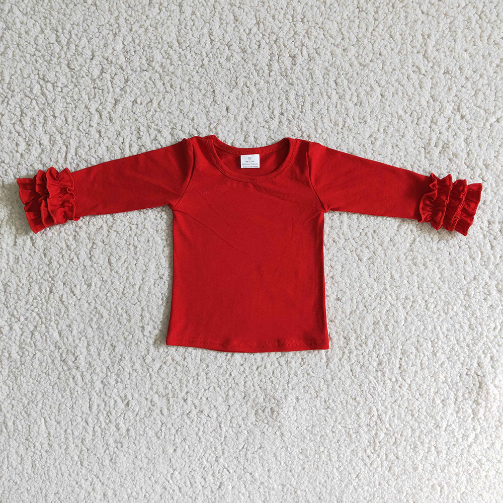 Red icing ruffle long sleeve T-shirts