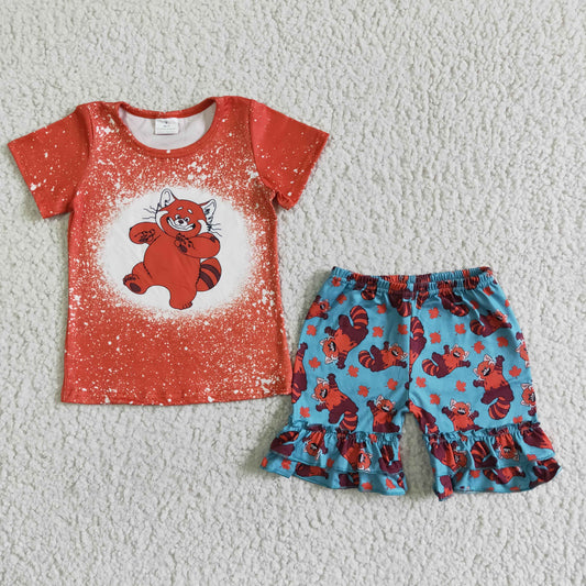Baby girls red cartoon shorts sets