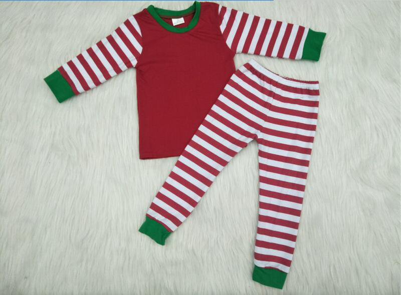 Baby Boys Red Stripe pants Christmas pajamas sets