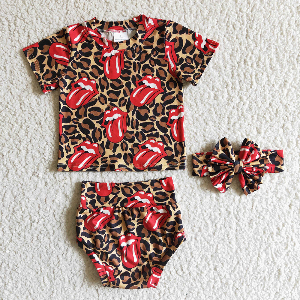 Baby girls Red leopard summer bummie sets(can choose headband here)