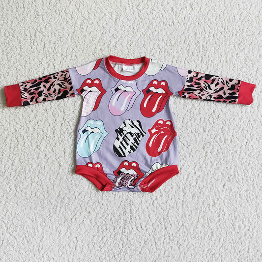 Baby girls band singer tongue long sleeve rompers