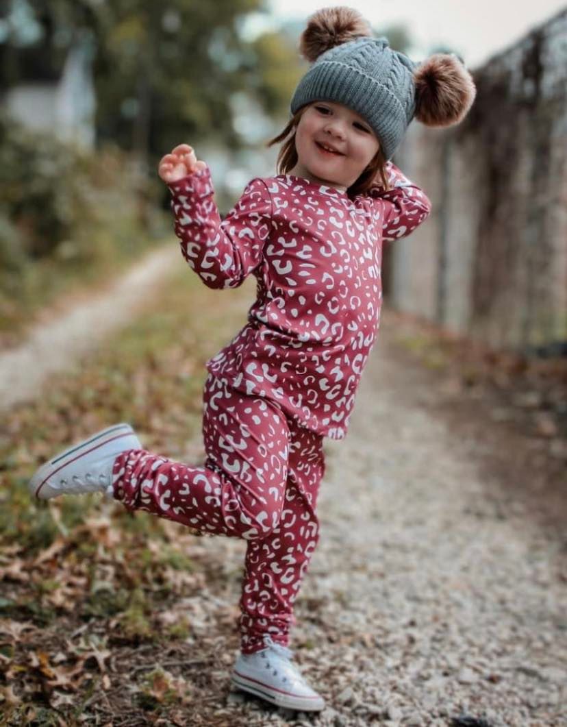 baby girls brown leopard fall pajamas sets