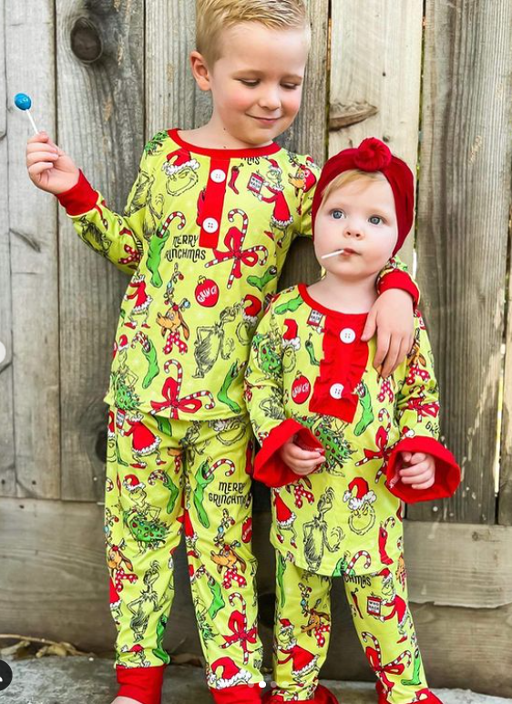 Christmas baby boys candy holiday pajamas clothes sets