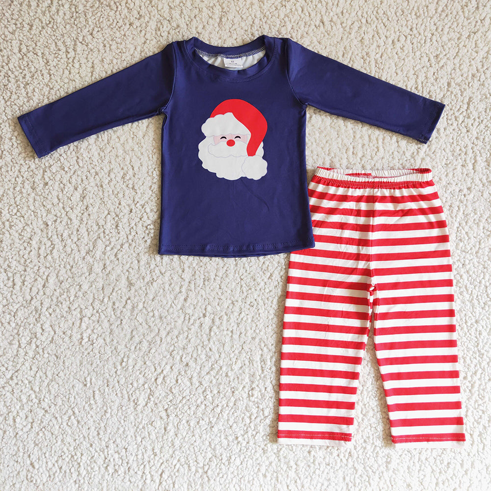 Baby boys santa top stripe pants clothes sets