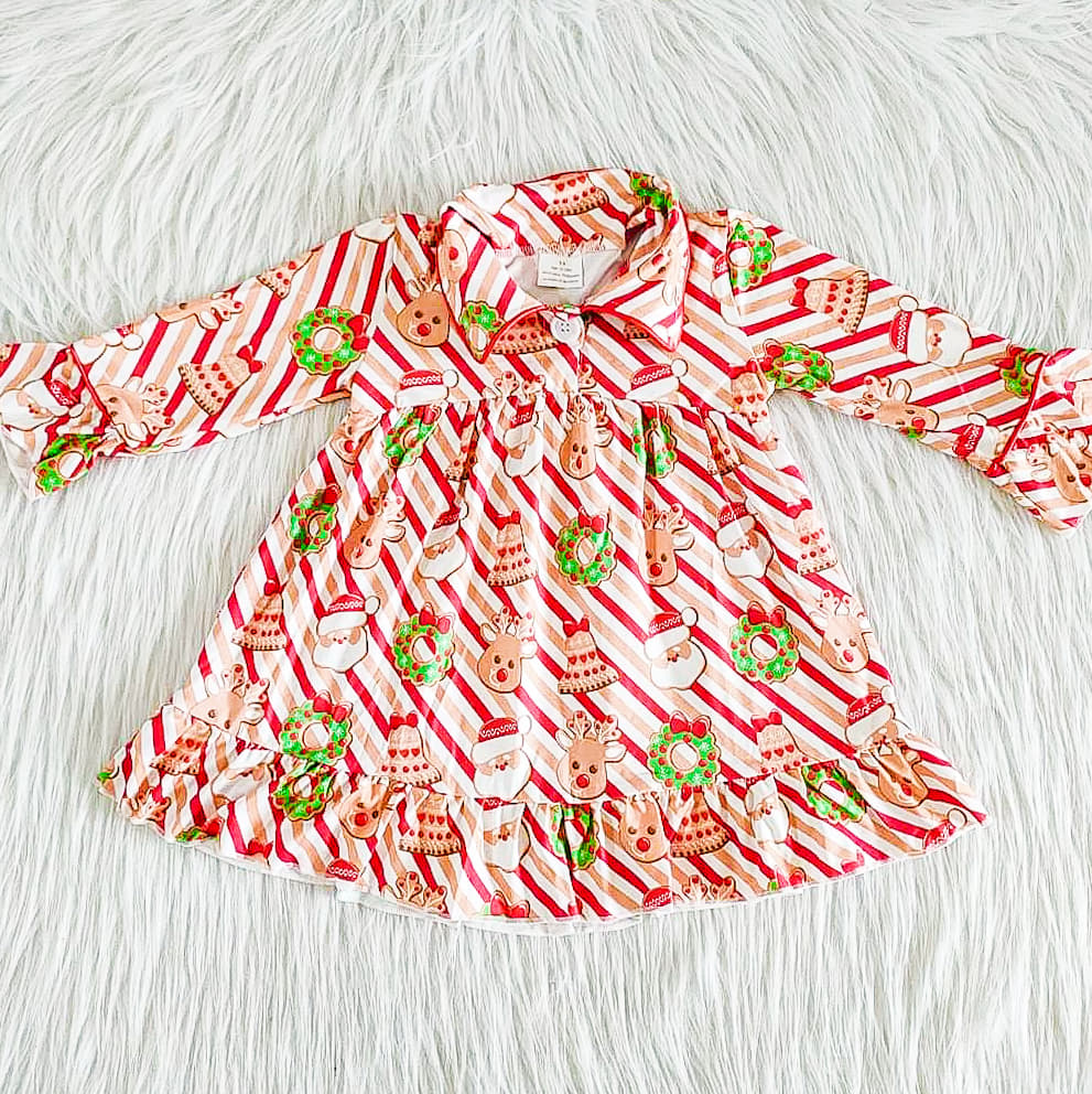 Stripe Christmas gown(knee length)
