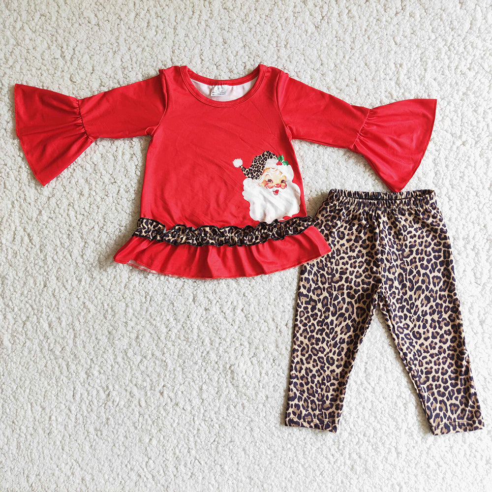 Red Christmas santa leopard legging sets