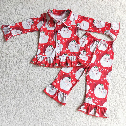 Girls Red Santa pajamas