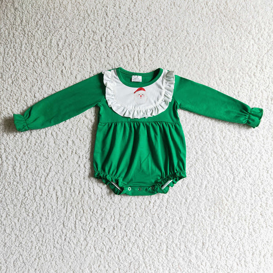 Baby girls green santa Christmas rompers