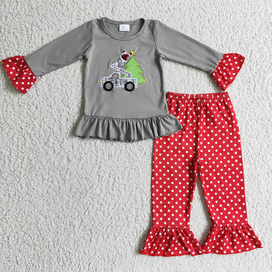 Baby Girls Christmas tree Grey Top pants sets