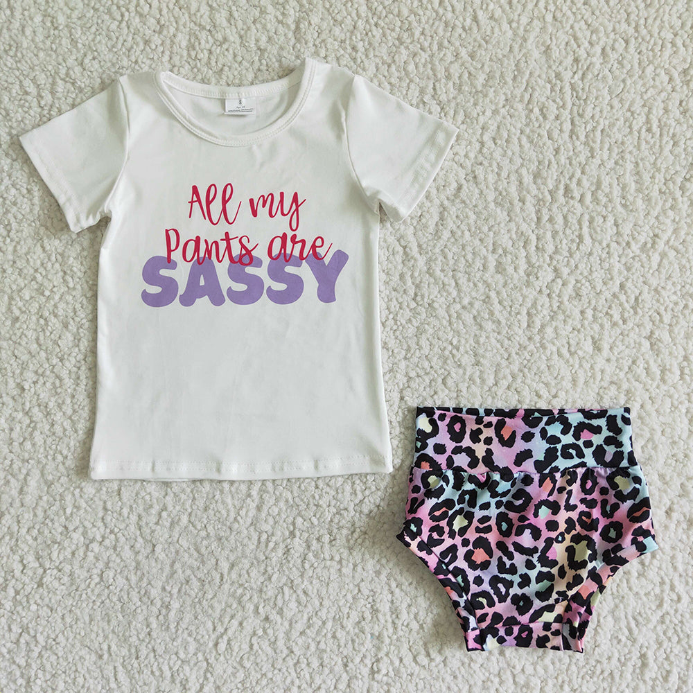 Baby girls sassy leopard summer bummie sets(can choose headband here)