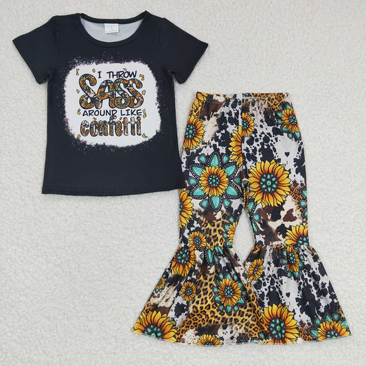 Baby Girls Sassy Sunflower Bell Pants Clothes Sets