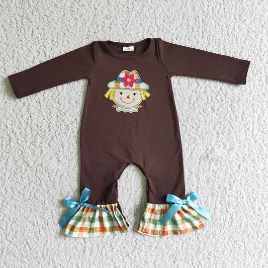 Baby girls fall scarecrow plaid rompers