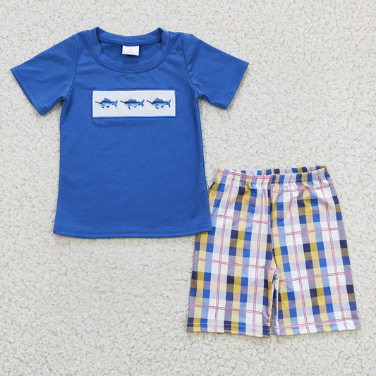 Baby Boys Sharks summer blue shorts sets