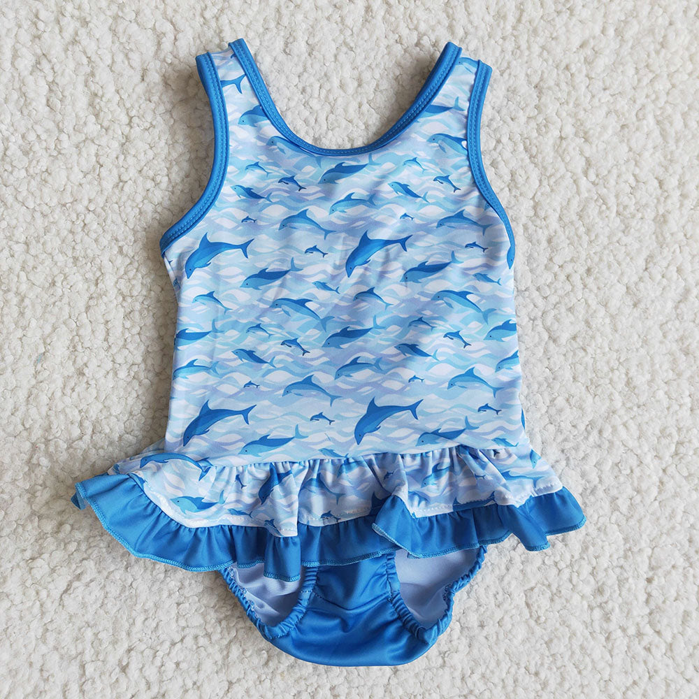 Baby Girls summer one piece shark swimsuits