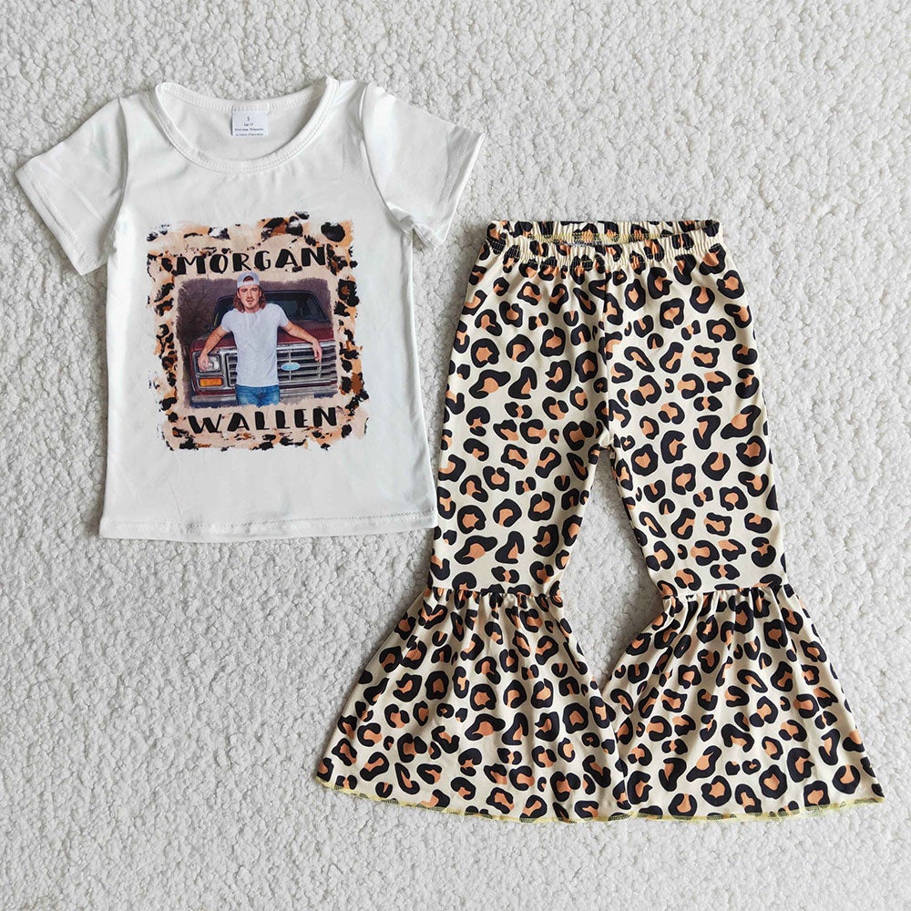 Men Singer leopard bell pants children clothes sets
