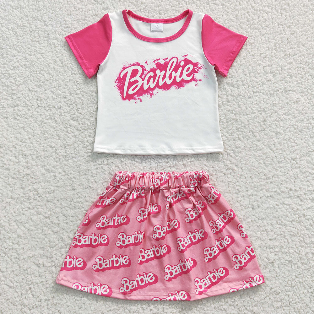 Baby Girls Doll Pink Tee Skirt Sets