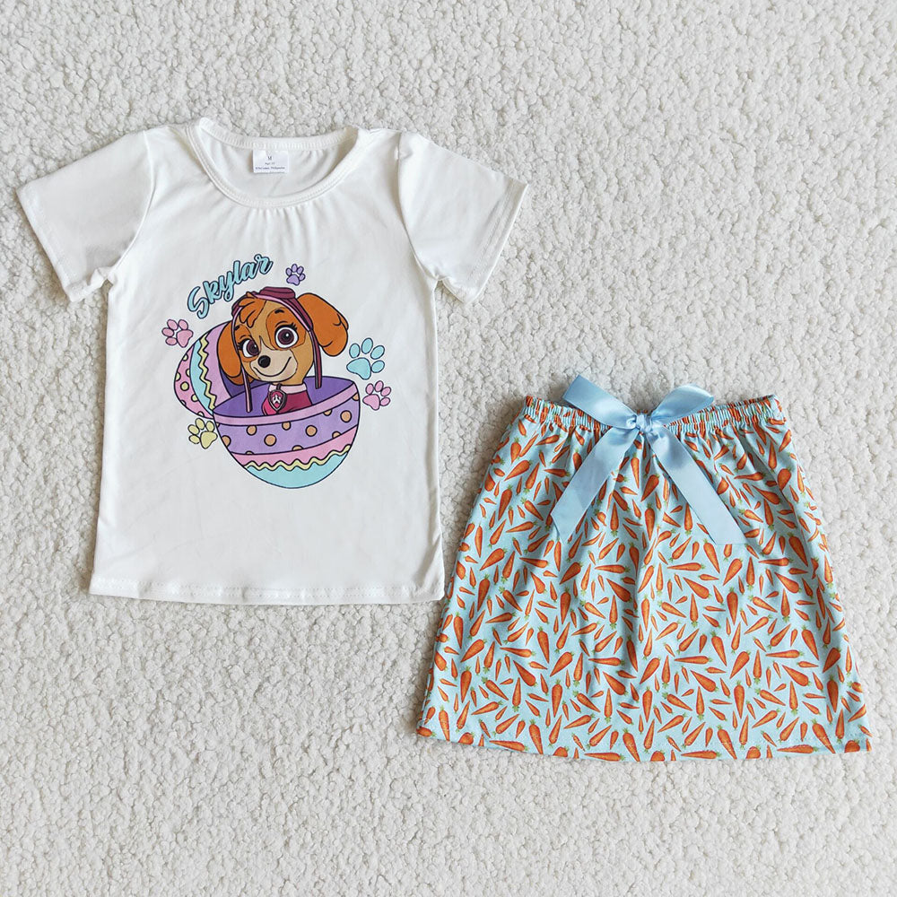 Baby girls easter cartoon skirt carrot outfits sets