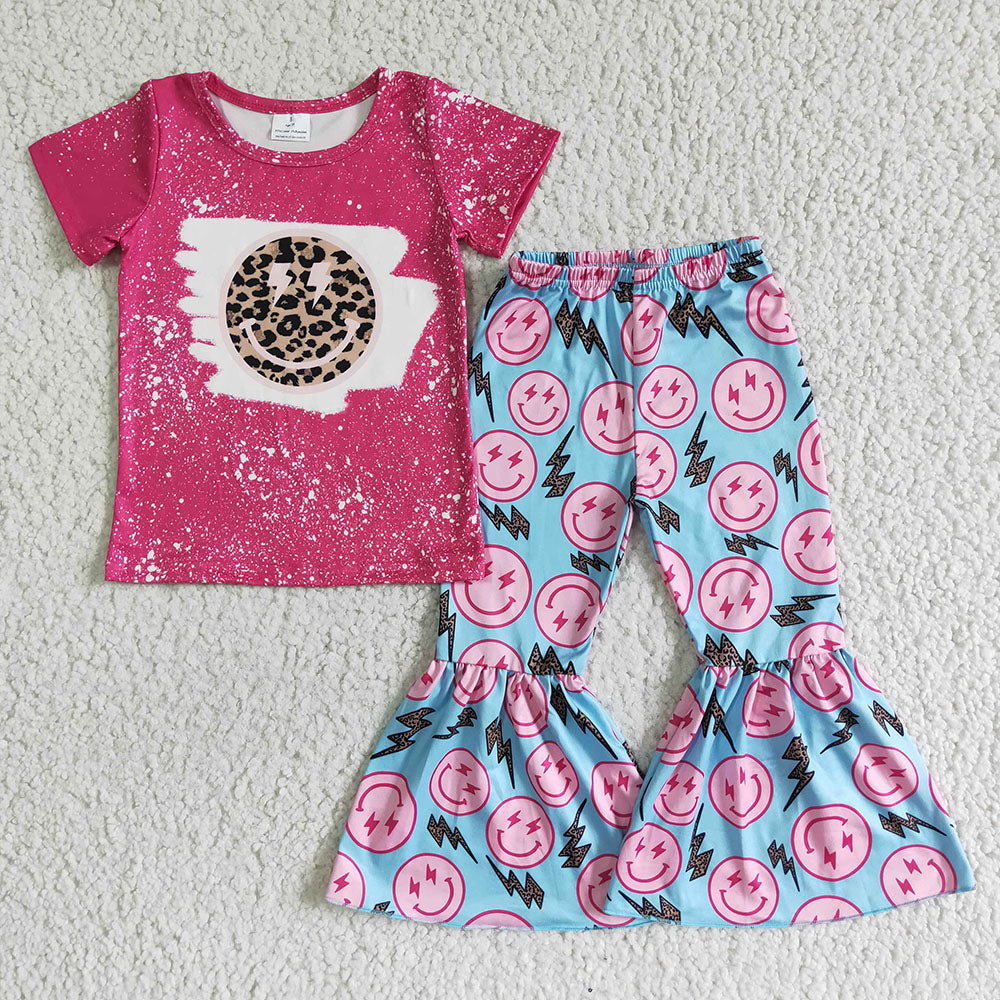 Baby girls smile hotpink bell pants outfits