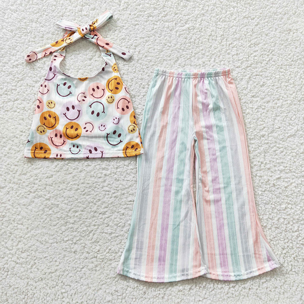 Baby Girls Smile Halter Top Bell Bottom Pants Sets