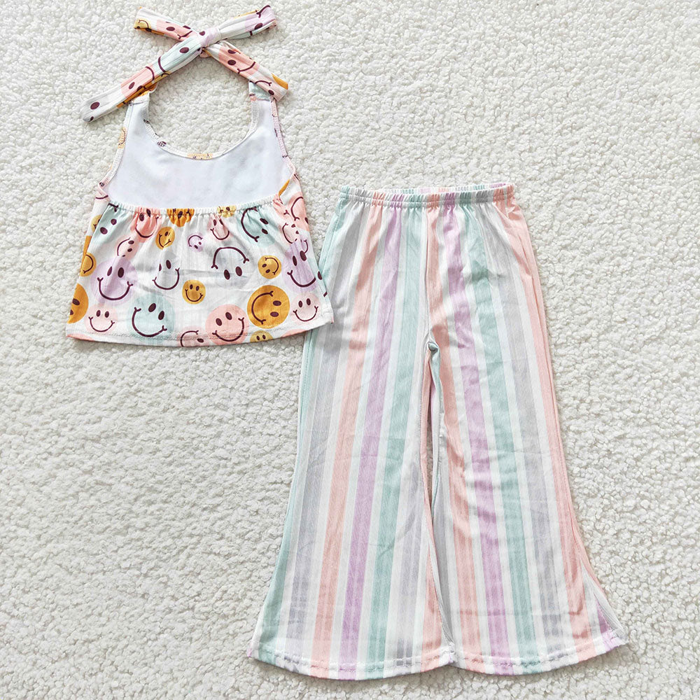 Baby Girls Smile Halter Top Bell Bottom Pants Sets