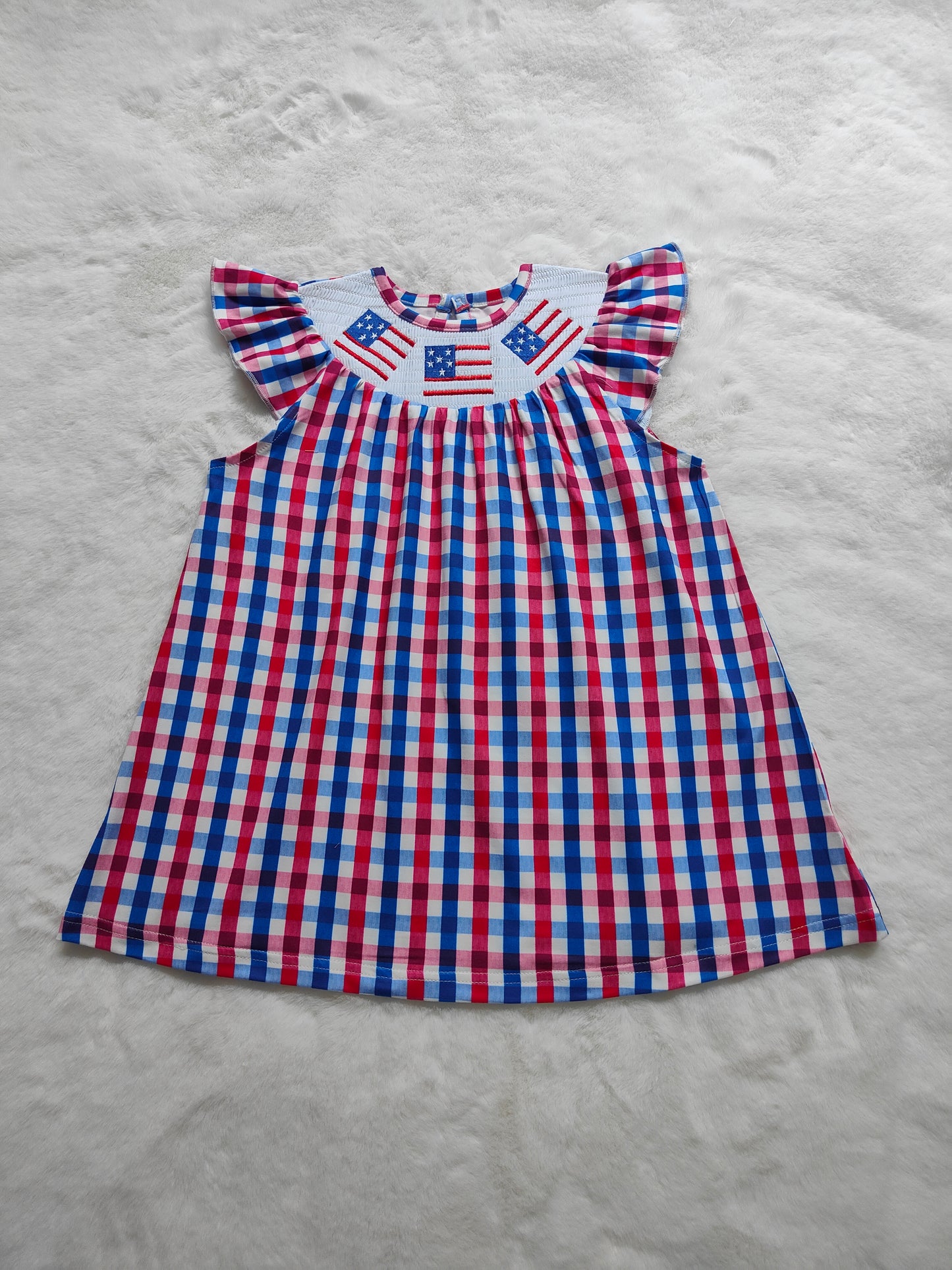 Baby Girls 4th Of July Smocked Gingham Dresses Rompers