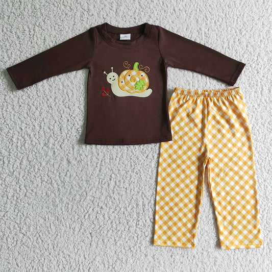 Baby boys snail pumpkin pajamas pants clothes sets