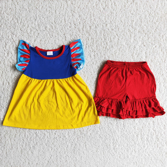 Cartoon exquisite ruffles soft shorts set