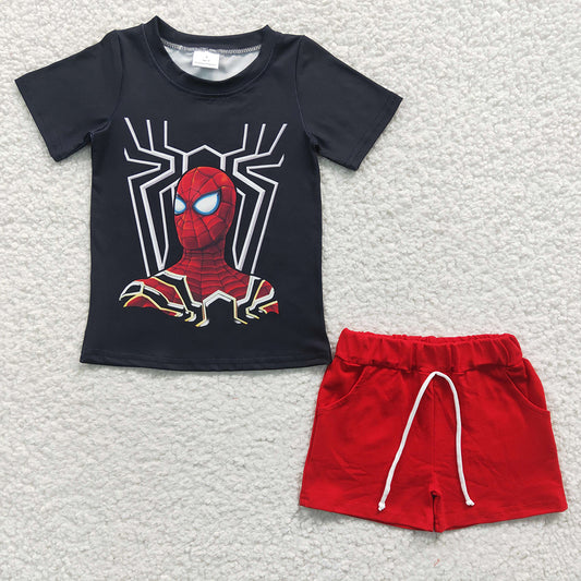 Baby Boys Red Cartoon Tee Shirts Shorts Sets