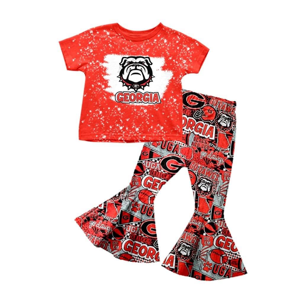 Baby girls football team red dog bell pants clothes sets