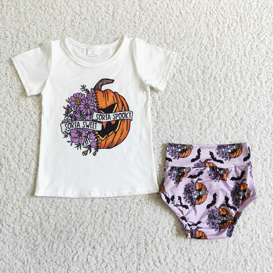 Baby girls Halloween spooky bummie sets