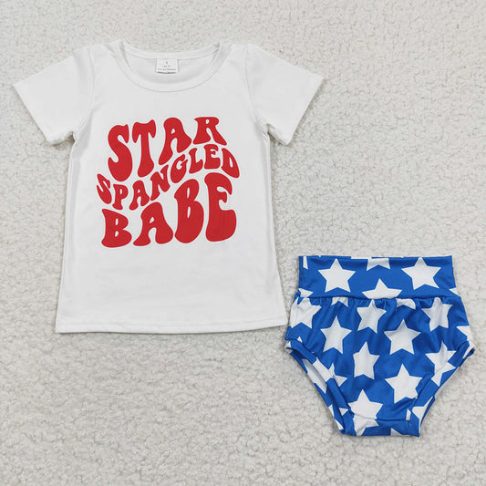 Baby Girls Star Babe Blue Color Bummie Sets