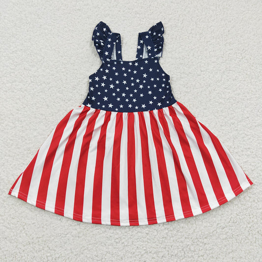Baby Girls 4th of July Star Stripe Knee Length Dresses