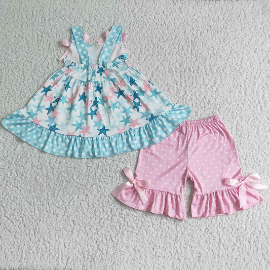 Baby girls starfish summer shorts sets