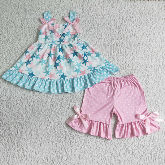 Baby girls starfish summer shorts sets