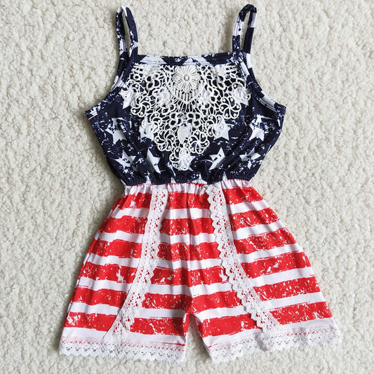 4th of July star rompers jumpsuits
