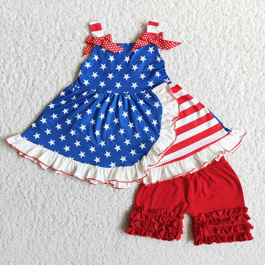 Stars and stripes exquisite ruffles outfits